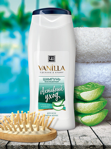 Бессульфатный шампунь «VANILLA» с соком алоэ и каланхоэ для всех типов волос, 250 мл.