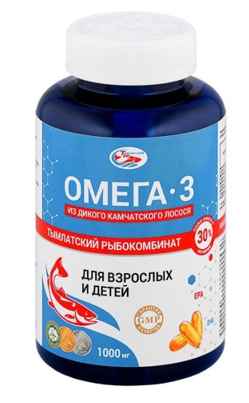БАД «Омега-3 из дикого камчатского лосося» в полимерной банке 1000 мг.