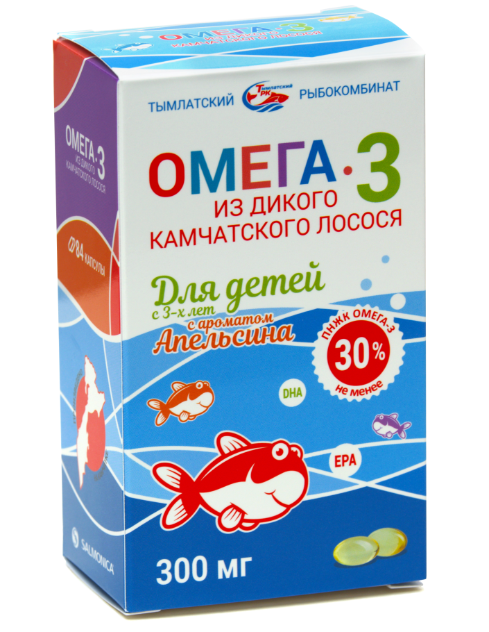 БАД «Омега-3 из дикого камчатского лосося» для детей аромат Апельсина