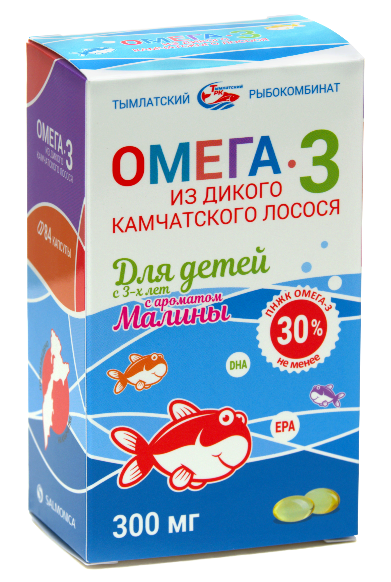 БАД «Омега-3 из дикого камчатского лосося» для детей аромат Малины